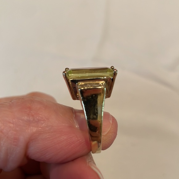 Seta Sterling Yellow Green Stone Gold Ring- Size 7 - Picture 10 of 13